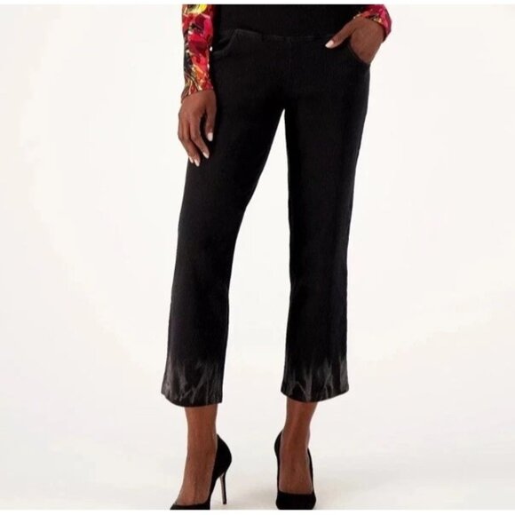 Women with Control Prime Stretch Denim with Dip Dyed Hem Washed Black L A575830 - Picture 1 of 1